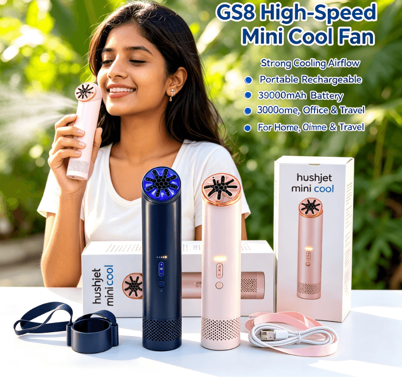 GS8 High Speed Mini Cool Fan 3000mAh Low Noise Rechargeable Portable Personal Air Cooler