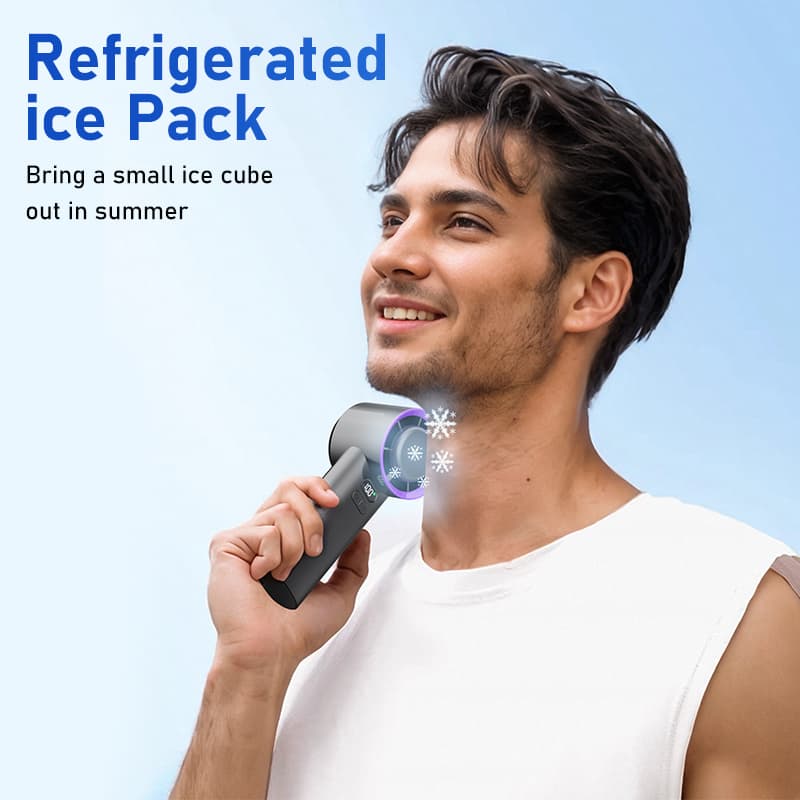 M57 Turbofan Portable Fan 18°C Cold Wind 100 Speed 3600mAh Rechargeable Mini Ice Bucket Fan image 8