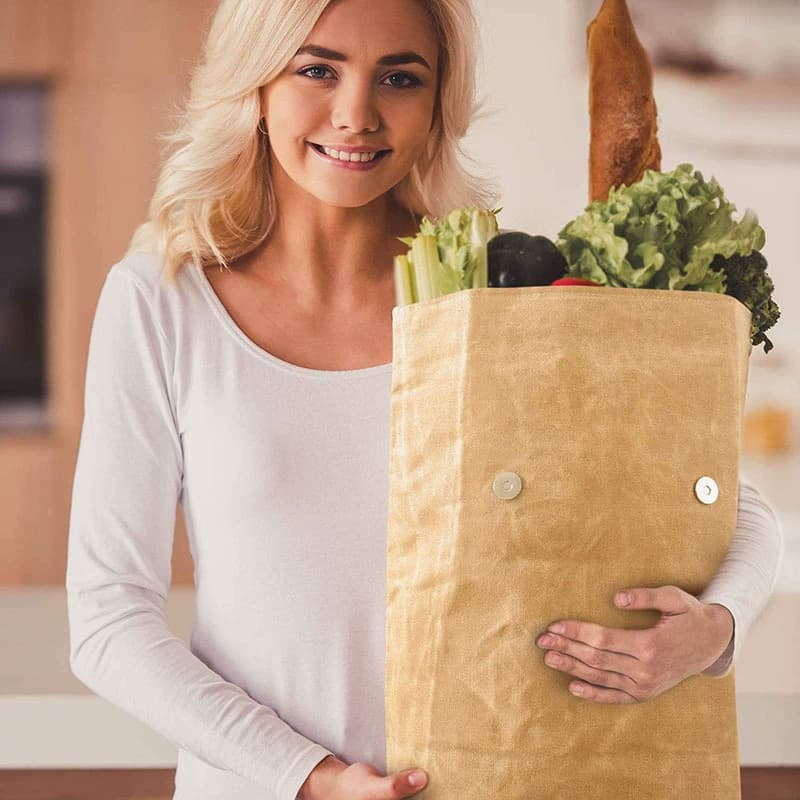 Reusable Waterproof Canvas Lunch Sack, Portable Insulated Food Storage Bag