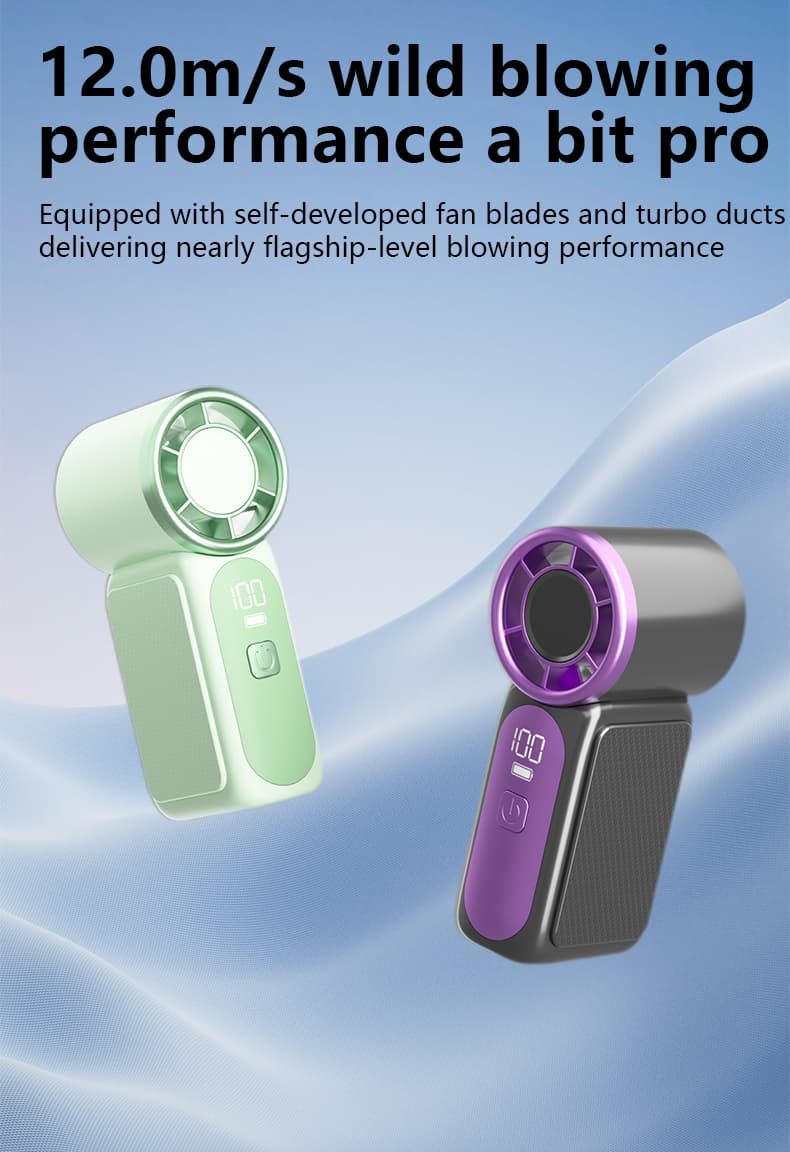 X688 Portable Mini Handheld Fan 15000RPM Strong Wind LED Display Travel Pocket Fan image 6