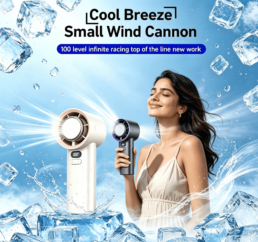 M57 Turbofan Portable Fan 18°C Cold Wind 100 Speed 3600mAh Rechargeable Mini Ice Bucket Fan