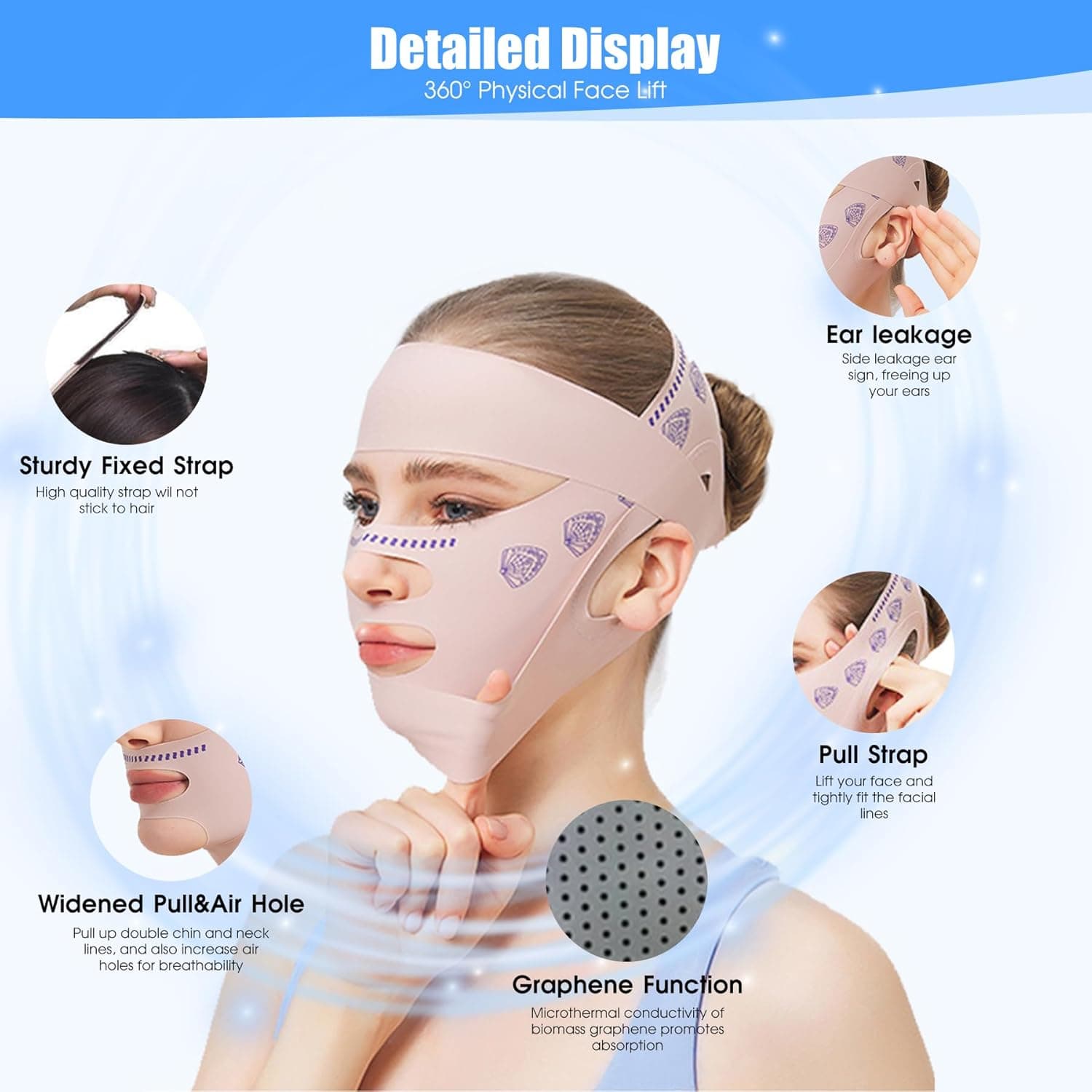 Adjustable V Line Face Lifting Mask, Double Way Wear Reduce Double Chin image 11
