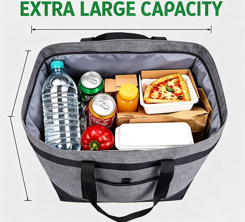 30L Large Insulated Cooler Tote Bag Triple‑Layer Thermal Reusable Shopping Picnic Food Bag image 5