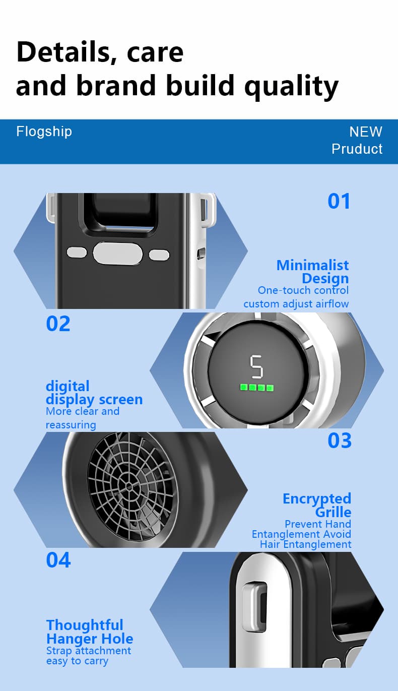 N607 Vortex Handheld Fan 10000RPM Foldable 1800mAh Rechargeable Portable Mini Cooling Fan image 10