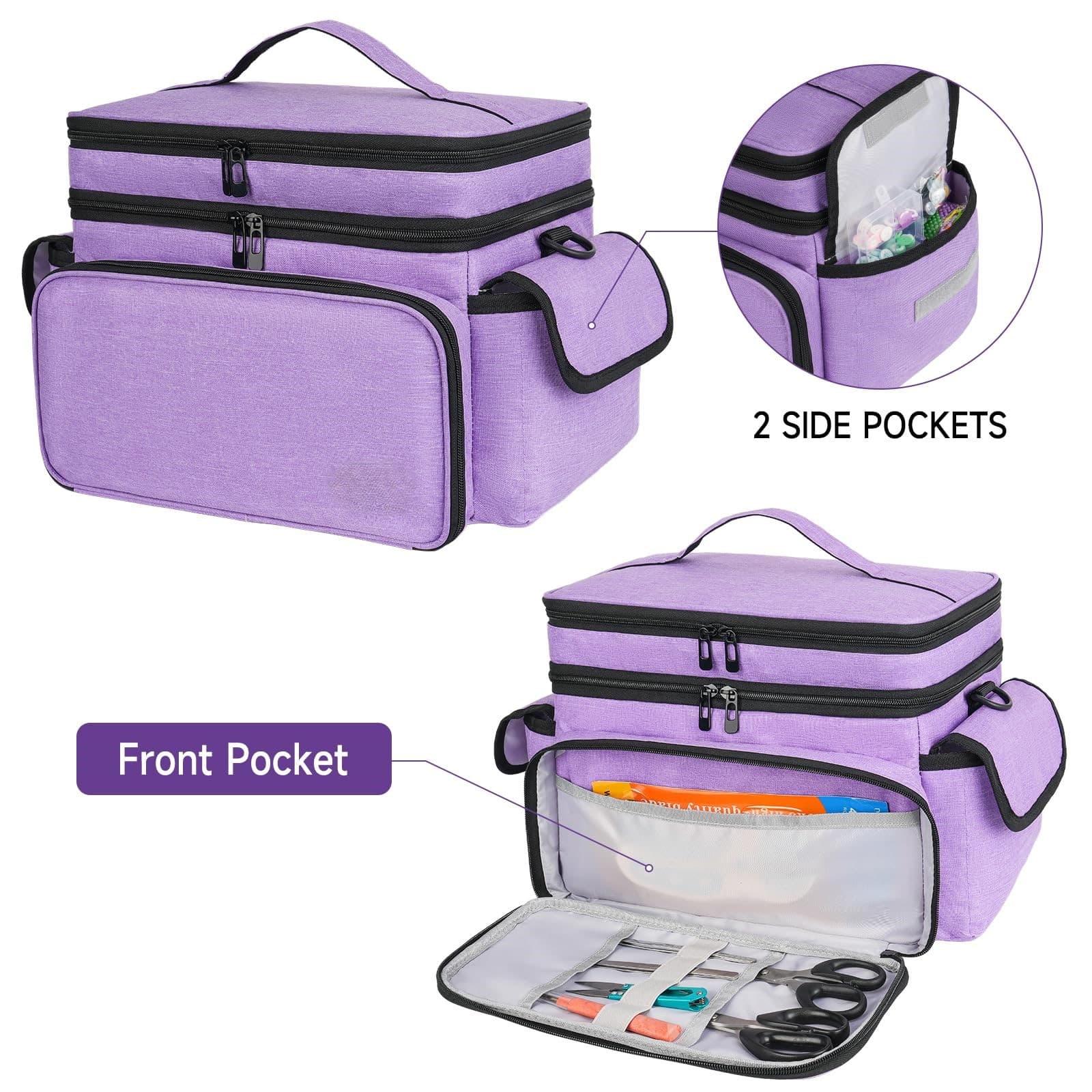 Double Layer Sewing Supplies Storage Bag, Large Capacity Craft Organizer Tote with Removable Dividers, Adjustable Shoulder Strap image 4