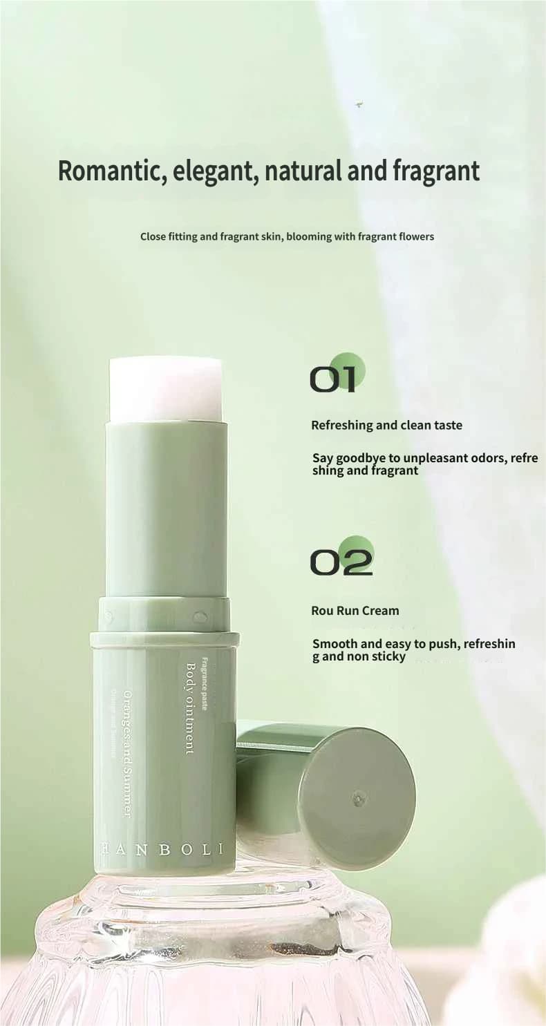 HANBOLI Portable Solid Fragrance Balm Stick 4 Scents Smooth Non-Sticky Mini Body Perfume Deodorant Cream for Daily Travel image 4