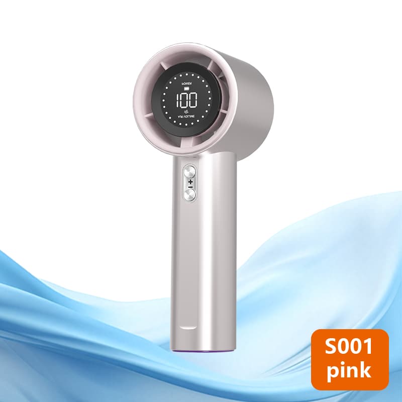 S001 Vortex Handheld Fan 10000RPM Strong Airflow 2400mAh LED Display Rechargeable Pocket Mini Fan Pink thumbnail