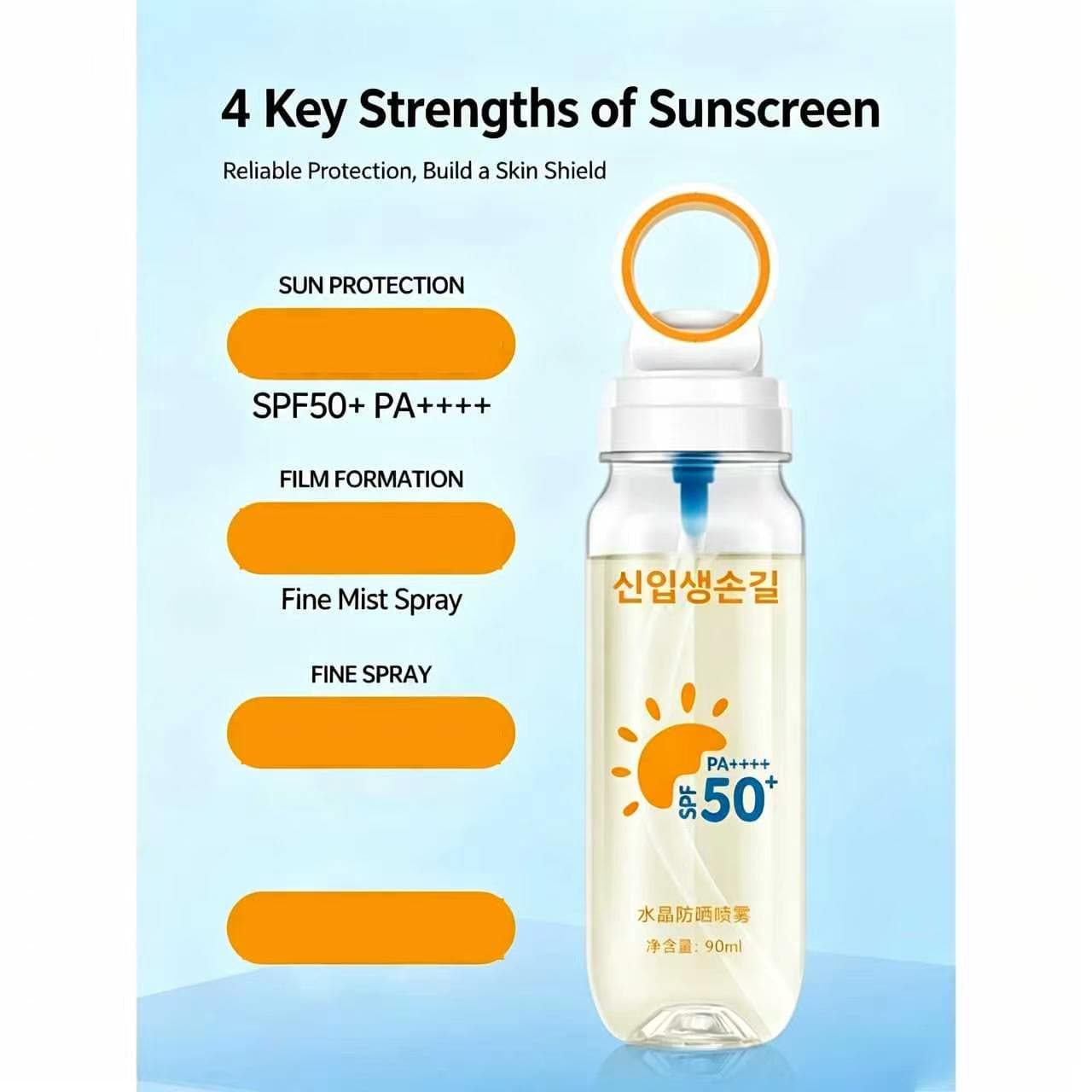 Crystal Sunscreen Spray SPF50+ PA++++ 90ml Portable UV Protection image 4