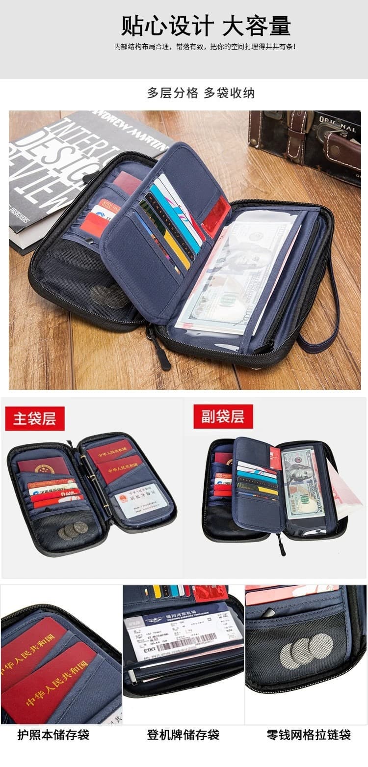 RFID Blocking Passport Holder Waterproof Oxford Travel Document Organizer Multi Slots Wallet with Neck Lanyard image 9