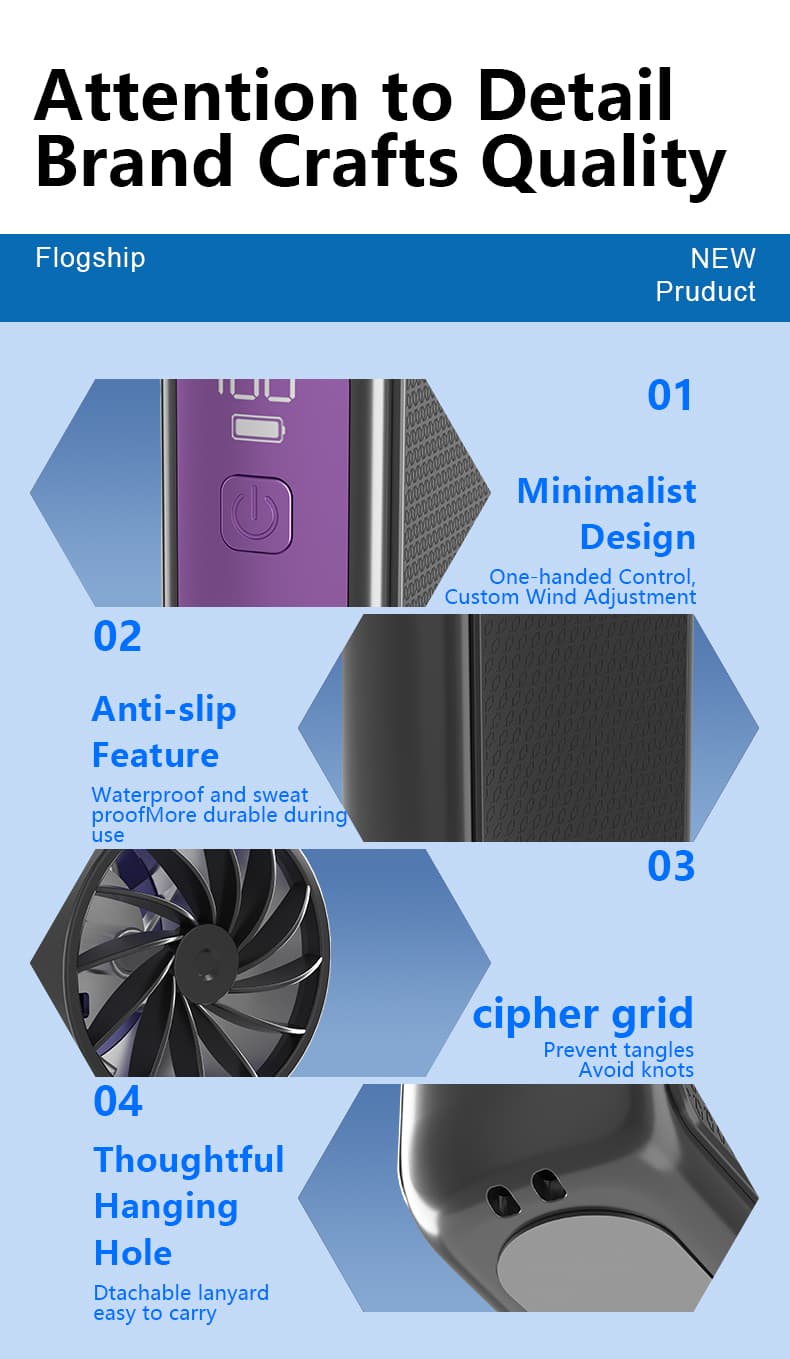 X688 Portable Mini Handheld Fan 15000RPM Strong Wind LED Display Travel Pocket Fan image 10