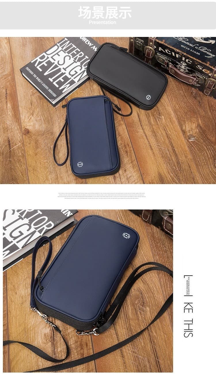 RFID Blocking Passport Holder Waterproof Oxford Travel Document Organizer Multi Slots Wallet with Neck Lanyard image 6