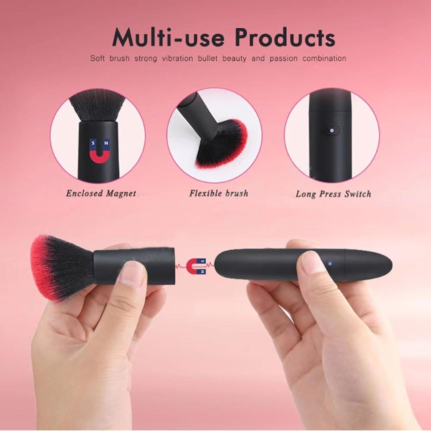 USB Rechargeable Electric Makeup Brush 10 Vibration Modes Soft Fluffy Foundation Blush Cosmetic Brush image 2
