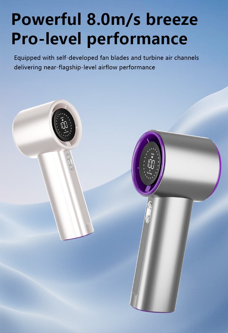 S001 Vortex Handheld Fan 10000RPM Strong Airflow 2400mAh LED Display Rechargeable Pocket Mini Fan image 8