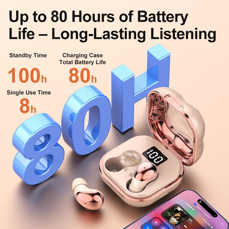 Mini Sleep Wireless Earbuds ENC Noise Cancelling Invisible Soft Silicone Bluetooth Headphones Digital Power Display image 11