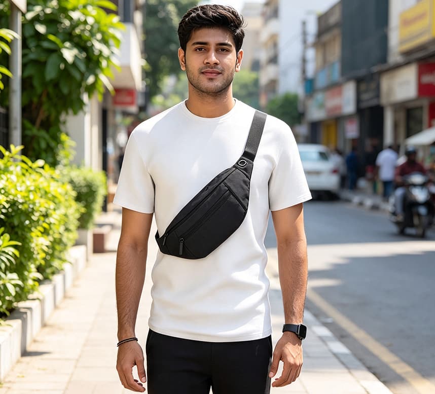 Oxford Cloth Fanny Pack, Multi‑Pocket Water‑Resistant Waist Bag Adjustable Belt Pouch for Travel Sports Daily Use image 2