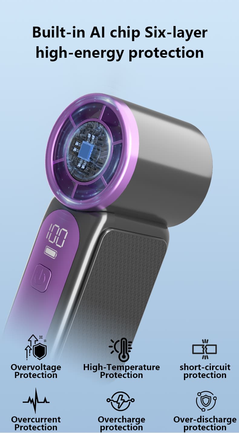 X688 Portable Mini Handheld Fan 15000RPM Strong Wind LED Display Travel Pocket Fan image 9