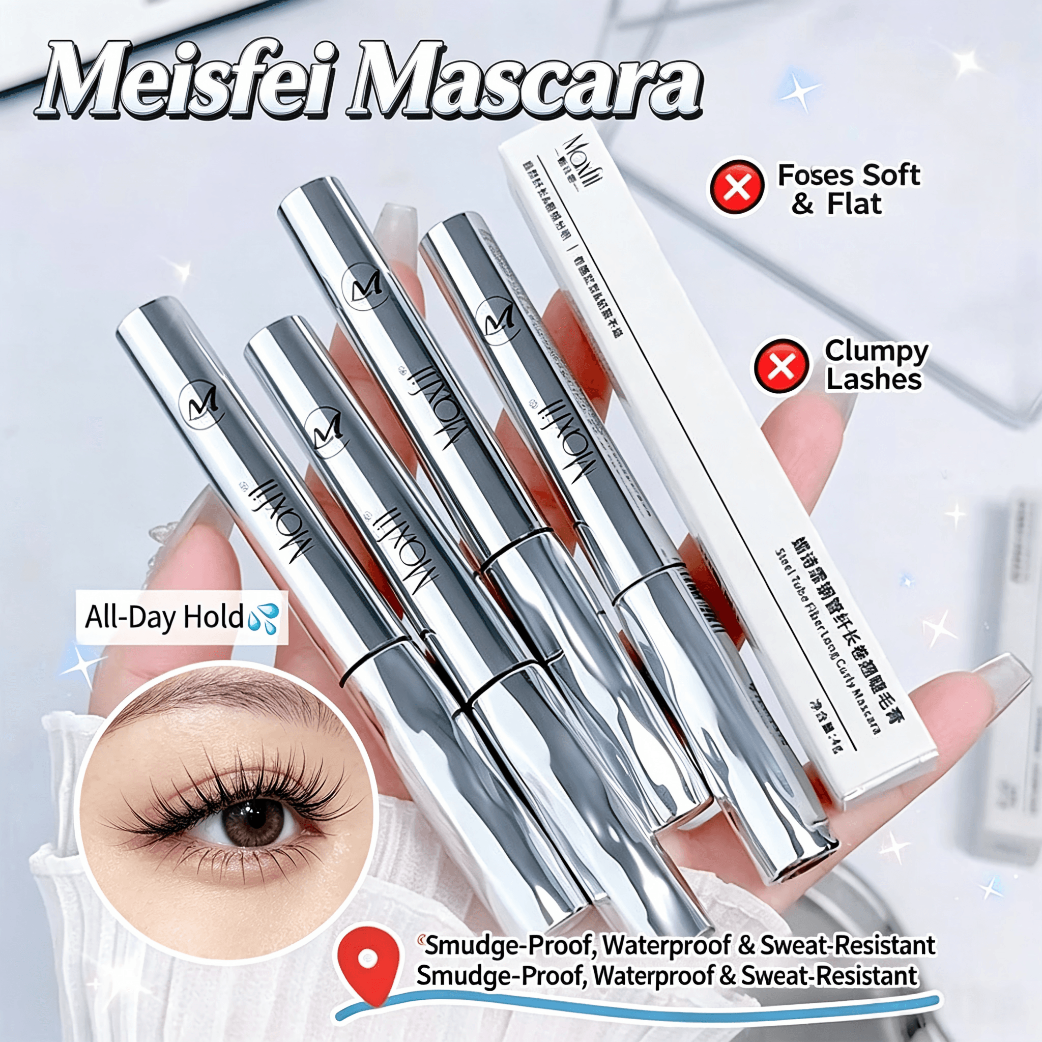 Steel Tube Spiral Brush Mascara Waterproof Smudge Proof Long Lasting Lash Lift Eyelash Makeup Lengthening Curling Mascara image 2